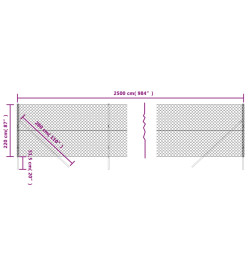 Clôture à mailles losangées argenté 2,2x25 m