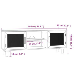 Meuble TV Marron 105x30x40 cm Bois de pin massif rotin naturel