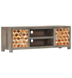 Meuble TV Gris 120 x 30 x 40 cm Bois massif de manguier