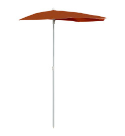 Demi-parasol de jardin avec mât 180x90 cm Terre cuite