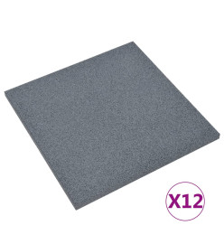 Carreaux de protection antichoc 12pcs Caoutchouc 50x50x3cm Gris