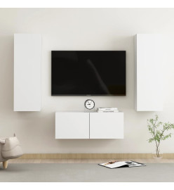 Ensemble de meubles TV 3 pcs Blanc Aggloméré