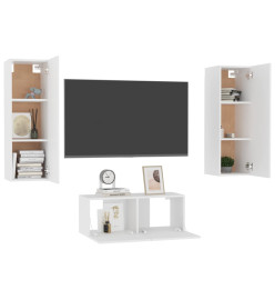 Ensemble de meubles TV 3 pcs Blanc Aggloméré