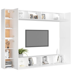 Ensemble de meubles TV 8 pcs Blanc Aggloméré