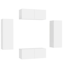 Ensemble de meubles TV 4 pcs Blanc Aggloméré