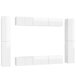 Ensemble de meubles TV 10 pcs Blanc brillant Aggloméré