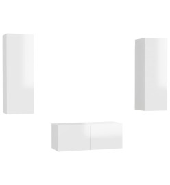 Ensemble de meubles TV 3 pcs Blanc brillant Aggloméré