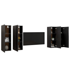 Meubles TV 4 pcs Noir 30,5x30x90 cm Aggloméré