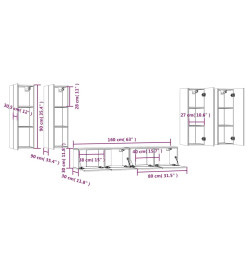 Ensemble de meubles TV 6 pcs Blanc brillant Bois d'ingénierie