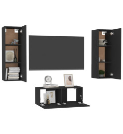 Ensemble de meubles TV 3 pcs Noir Aggloméré