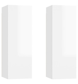 Meubles TV 2 pcs Blanc brillant 30,5x30x90 cm Aggloméré