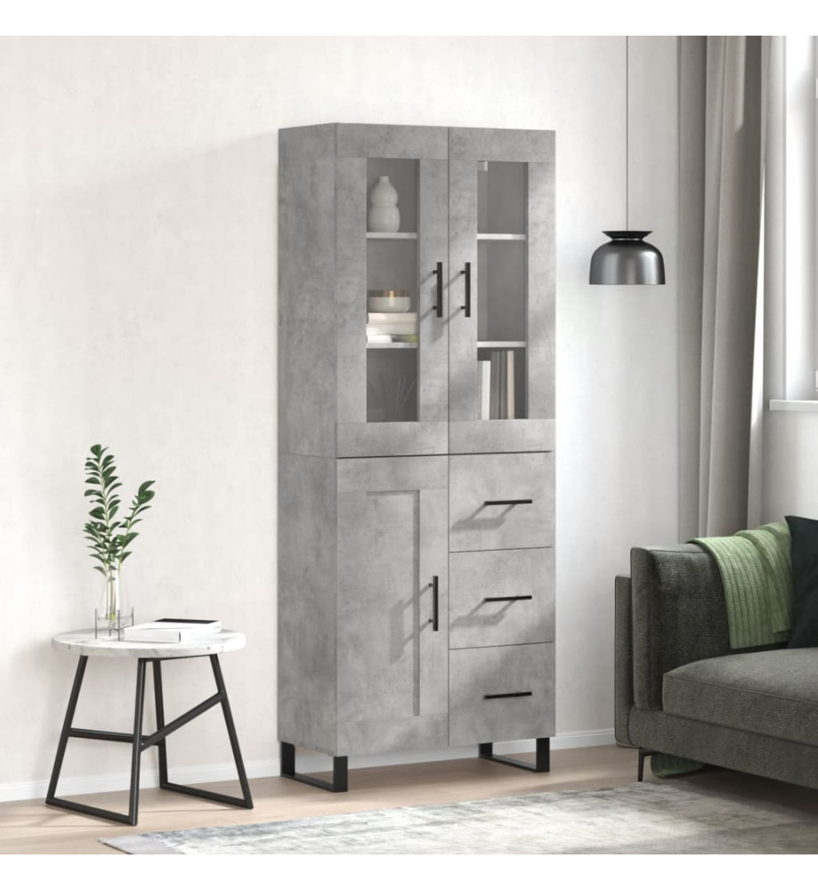 Buffet haut Gris béton 69,5x34x180 cm Bois d'ingénierie Buffet haut Gris béton 69,5x34x180 cm Bois d'ingénierie