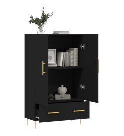 Buffet haut noir 69,5x31x115 cm bois d'ingénierie