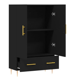 Buffet haut noir 69,5x31x115 cm bois d'ingénierie