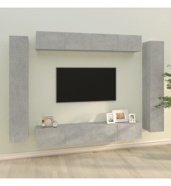 Ensemble de meubles TV 8 pcs Gris béton Bois d'ingénierie