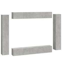 Ensemble de meubles TV 8 pcs Gris béton Bois d'ingénierie