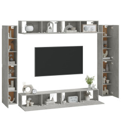 Ensemble de meubles TV 8 pcs Gris béton Bois d'ingénierie