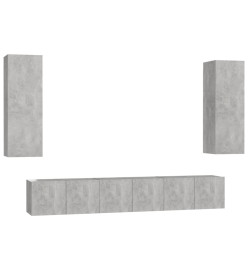 Ensemble de meubles TV 5 pcs Gris béton Aggloméré