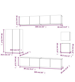 Ensemble de meubles TV 8 pcs Gris béton Bois d'ingénierie