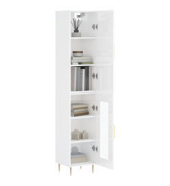 Buffet haut Blanc brillant 34,5x34x180 cm Bois d'ingénierie