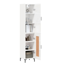 Buffet haut Blanc brillant 34,5x34x180 cm Bois d'ingénierie