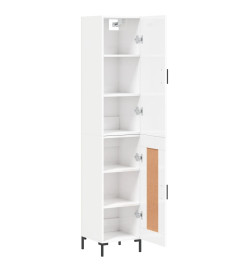 Buffet haut Blanc brillant 34,5x34x180 cm Bois d'ingénierie