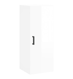 Buffet haut Blanc brillant 34,5x34x180 cm Bois d'ingénierie