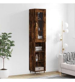 Buffet haut Chêne fumé 34,5x34x180 cm Bois d'ingénierie
