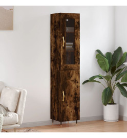 Buffet haut Chêne fumé 34,5x34x180 cm Bois d'ingénierie