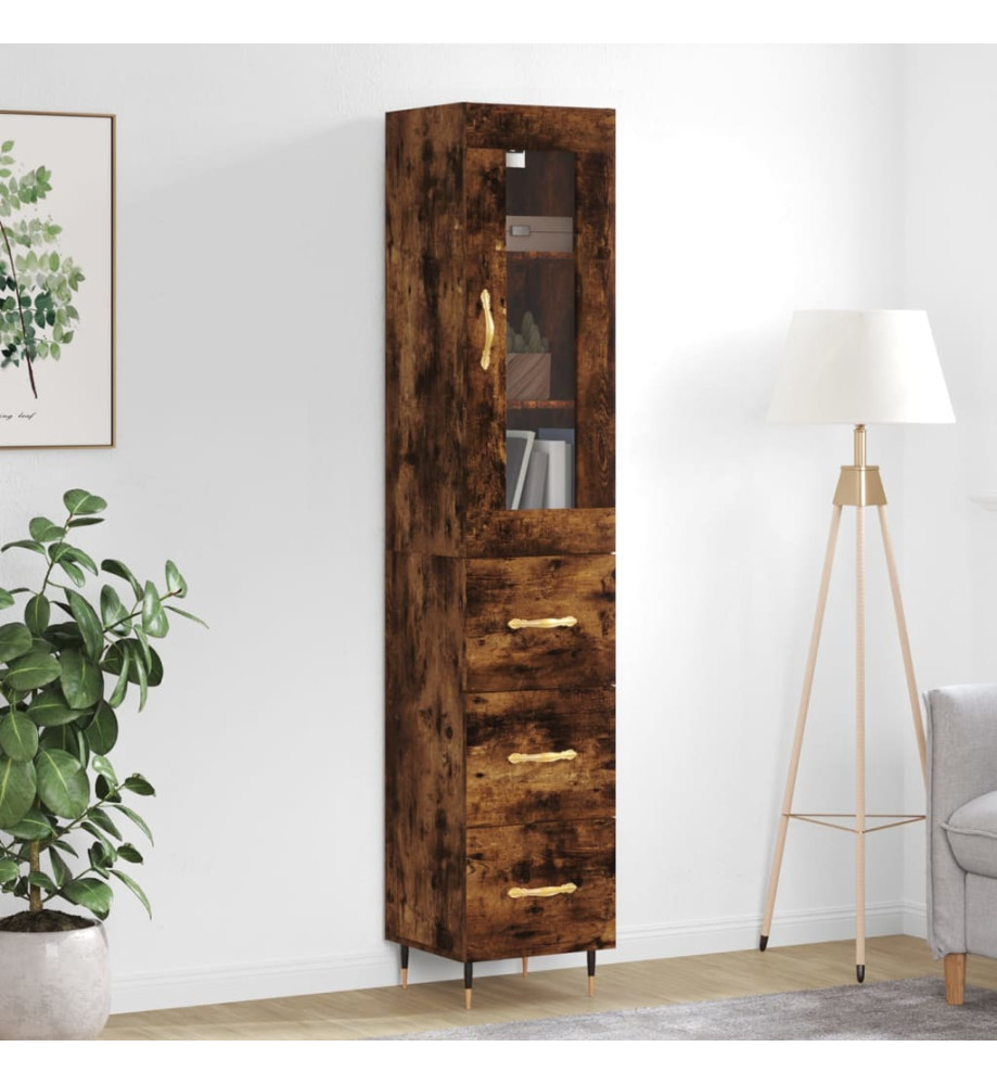 Buffet haut Chêne fumé 34,5x34x180 cm Bois d'ingénierie Buffet haut Chêne fumé 34,5x34x180 cm Bois d'ingénierie