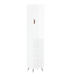 Buffet haut Blanc brillant 34,5x34x180 cm Bois d'ingénierie