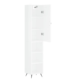 Buffet haut Blanc brillant 34,5x34x180 cm Bois d'ingénierie