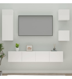 Ensemble de meubles TV 5 pcs Blanc brillant Bois d'ingénierie