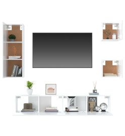 Ensemble de meubles TV 5 pcs Blanc brillant Bois d'ingénierie