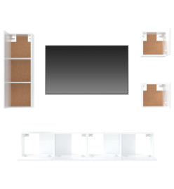 Ensemble de meubles TV 5 pcs Blanc brillant Bois d'ingénierie