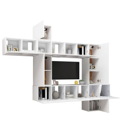 Ensemble de meuble TV 10 pcs Blanc Aggloméré