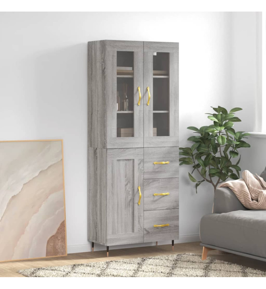 Buffet haut Sonoma gris 69,5x34x180 cm Bois d'ingénierie Buffet haut Sonoma gris 69,5x34x180 cm Bois d'ingénierie