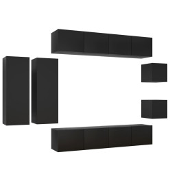 Ensemble de meuble TV 8 pcs Noir Aggloméré