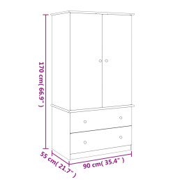 Garde-robe ALTA blanc 90x55x170 cm bois massif de pin