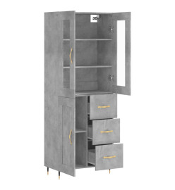 Buffet haut Gris béton 69,5x34x180 cm Bois d'ingénierie