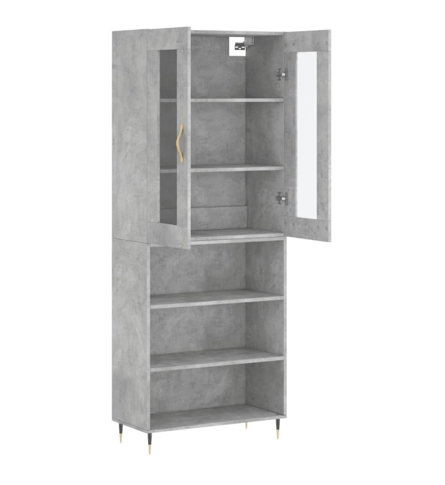 Buffet haut Gris béton 69,5x34x180 cm Bois d'ingénierie Buffet haut Gris béton 69,5x34x180 cm Bois d'ingénierie