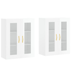 Armoires murales 2 pcs blanc brillant bois d'ingénierie