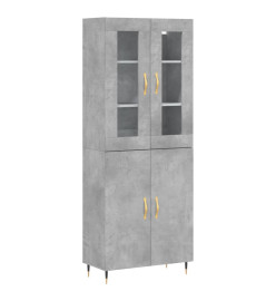 Buffet haut Gris béton 69,5x34x180 cm Bois d'ingénierie
