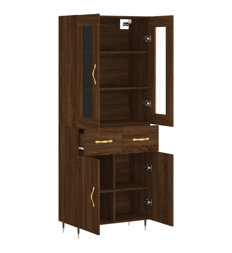 Buffet haut Chêne marron 69,5x34x180 cm Bois d'ingénierie Buffet haut Chêne marron 69,5x34x180 cm Bois d'ingénierie