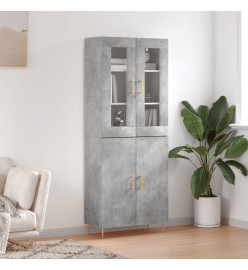 Buffet haut Gris béton 69,5x34x180 cm Bois d'ingénierie