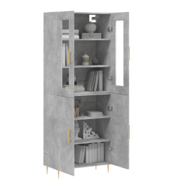 Buffet haut Gris béton 69,5x34x180 cm Bois d'ingénierie