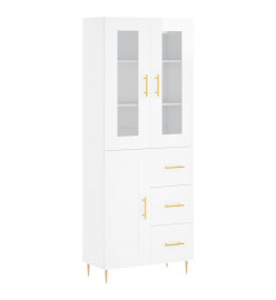 Buffet haut Blanc brillant 69,5x34x180 cm Bois d'ingénierie