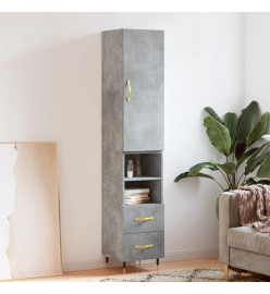 Buffet haut Gris béton 34,5x34x180 cm Bois d'ingénierie