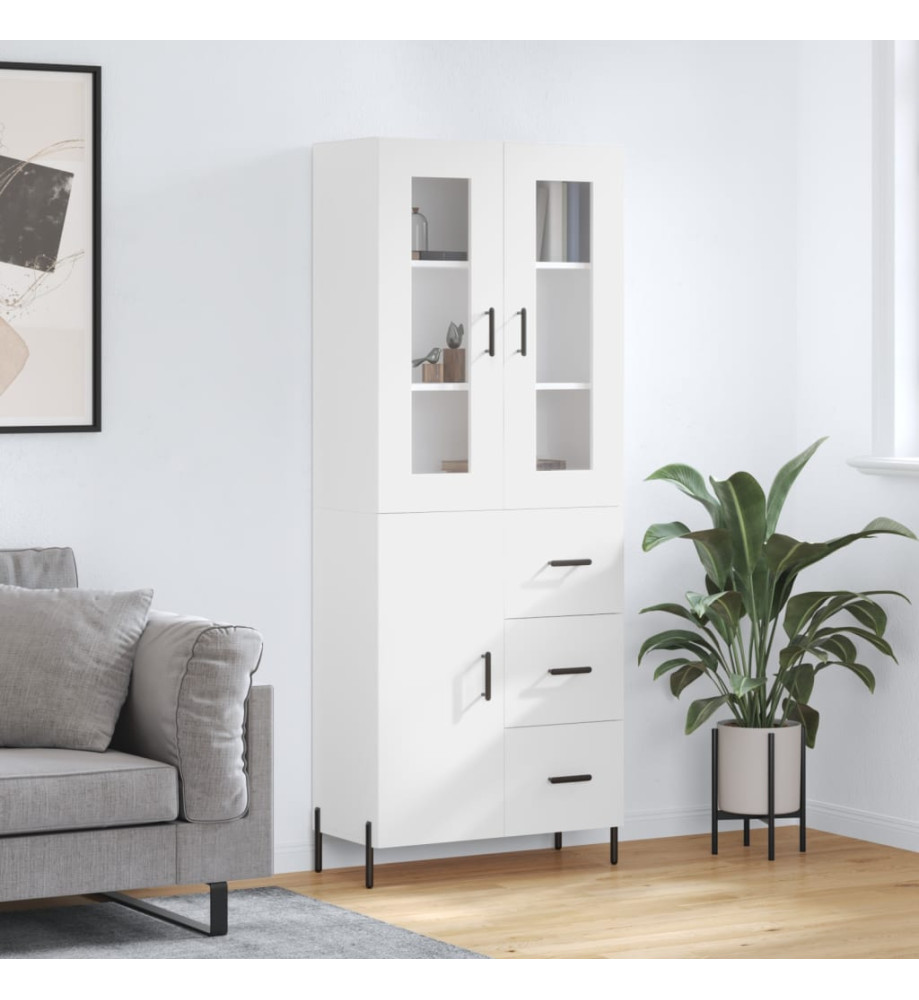 Buffet haut Blanc 69,5x34x180 cm Bois d'ingénierie Buffet haut Blanc 69,5x34x180 cm Bois d'ingénierie