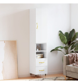 Buffet haut Blanc brillant 34,5x34x180 cm Bois d'ingénierie
